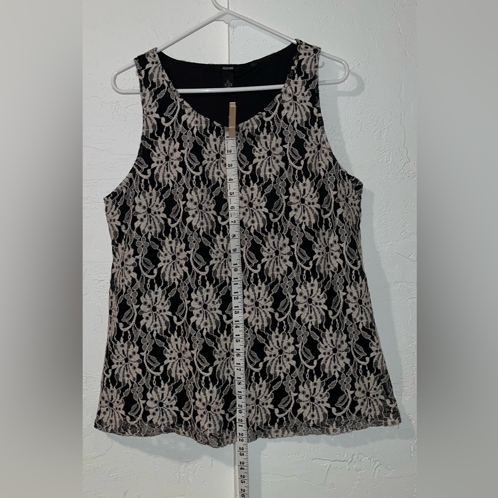Alfani Black Tank Top with Cream Lace Overlay - Picture 5 of 9